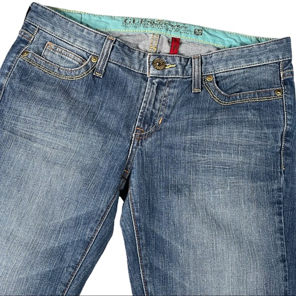 Guess Jeans size 30 flare leg, rainbow designs on back pockets, great condition - Picture 2 of 11